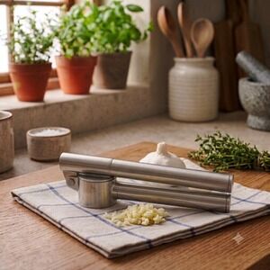 IKEA KONCIS Garlic Press Stainless Steel Crusher Squeezer 6 1/4 In Heavy Duty